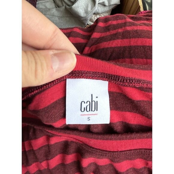 CAbi Jersey Crewneck Pullover T-shirt Top Sweet Talk Tee Red Striped Size S - Picture 7 of 9